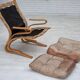 1970s, Norwegian armchair, model "Kengu", beige furniture leather.