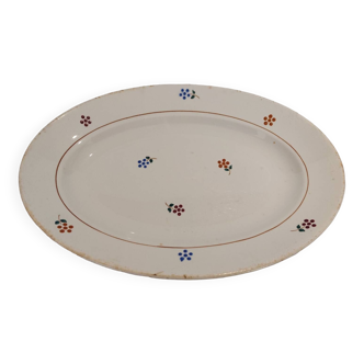 Plat ovale motifs fleurs St Amand Vintage