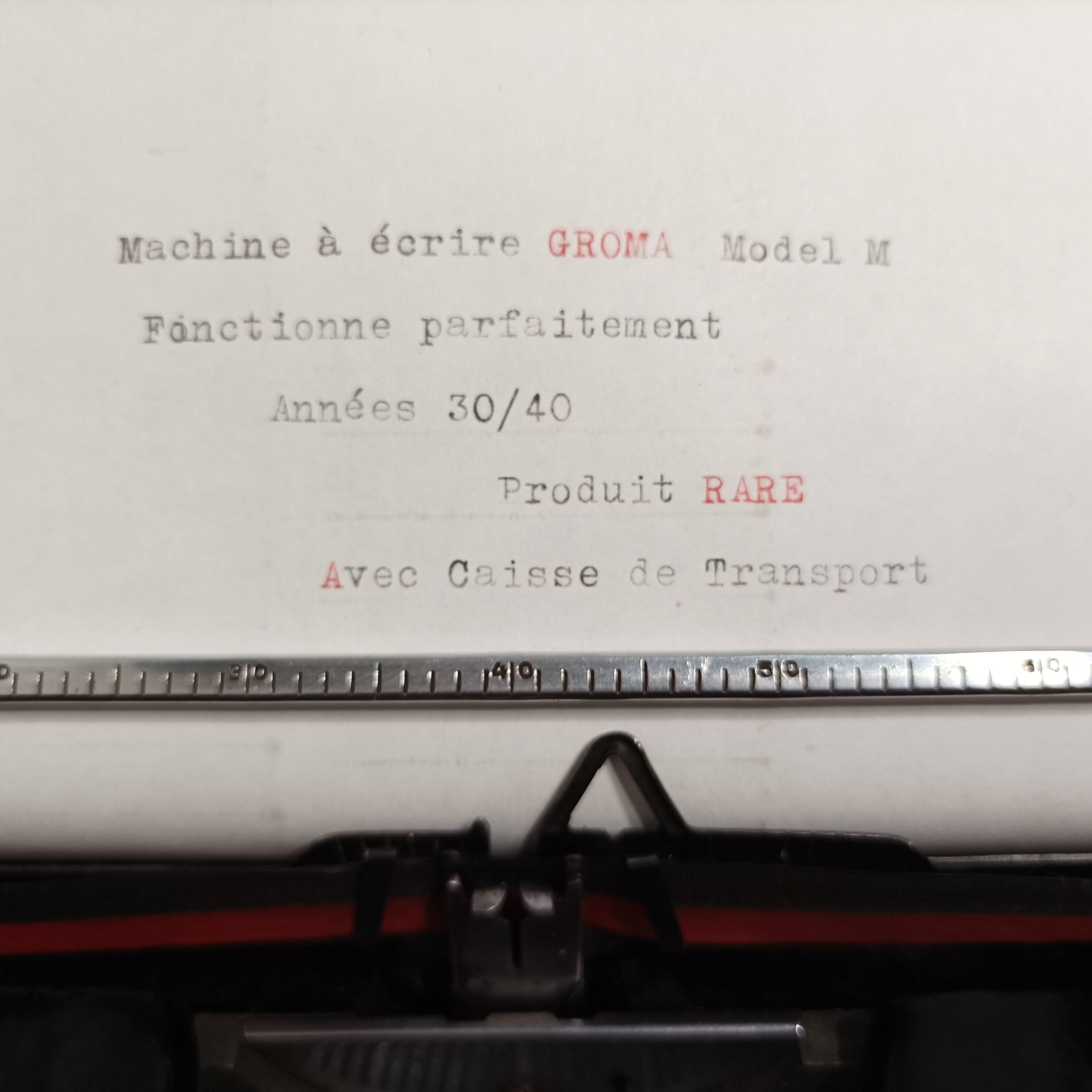 Grome Model N Typewriter, 1940's AZERTY Keyboard (RARE)