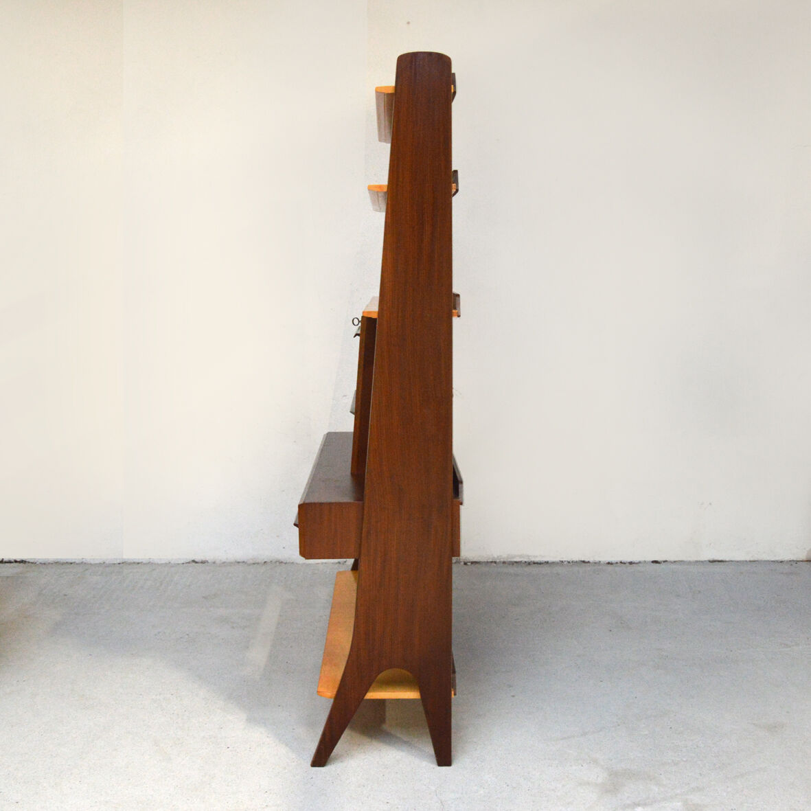 Bibliothèque secretaire pieds compas, 1960