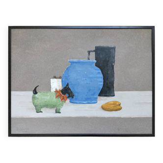 Alain ozanne, contemporary artist. still life. acrylic.