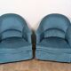 Pair of velvet toad armchairs