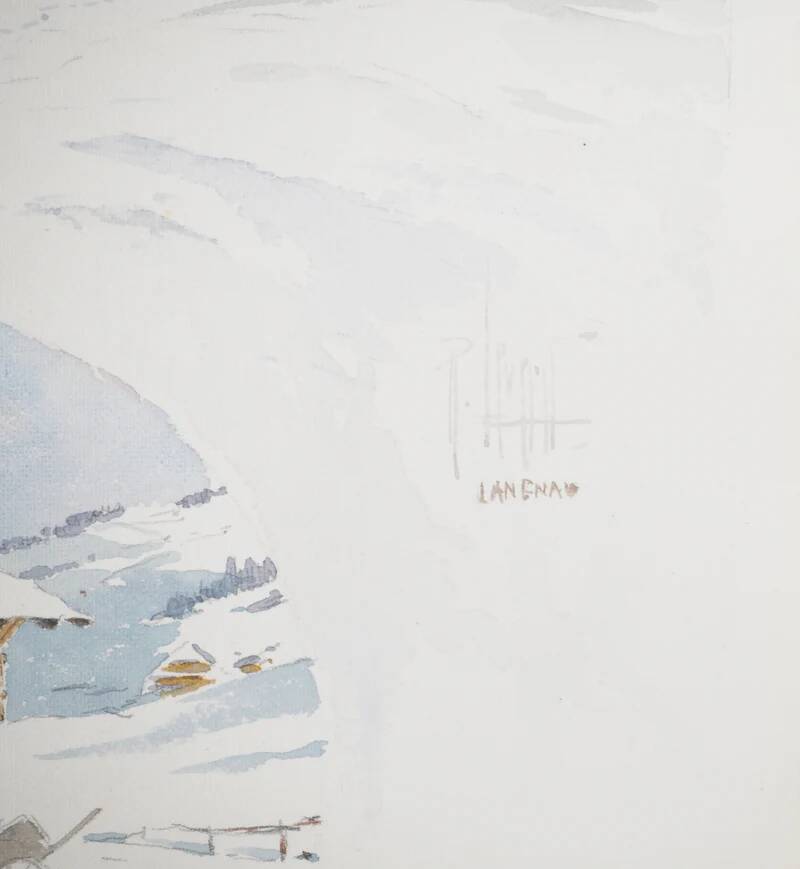 René leverd: switzerland, the sheepfold of lagnau, original signed watercolor