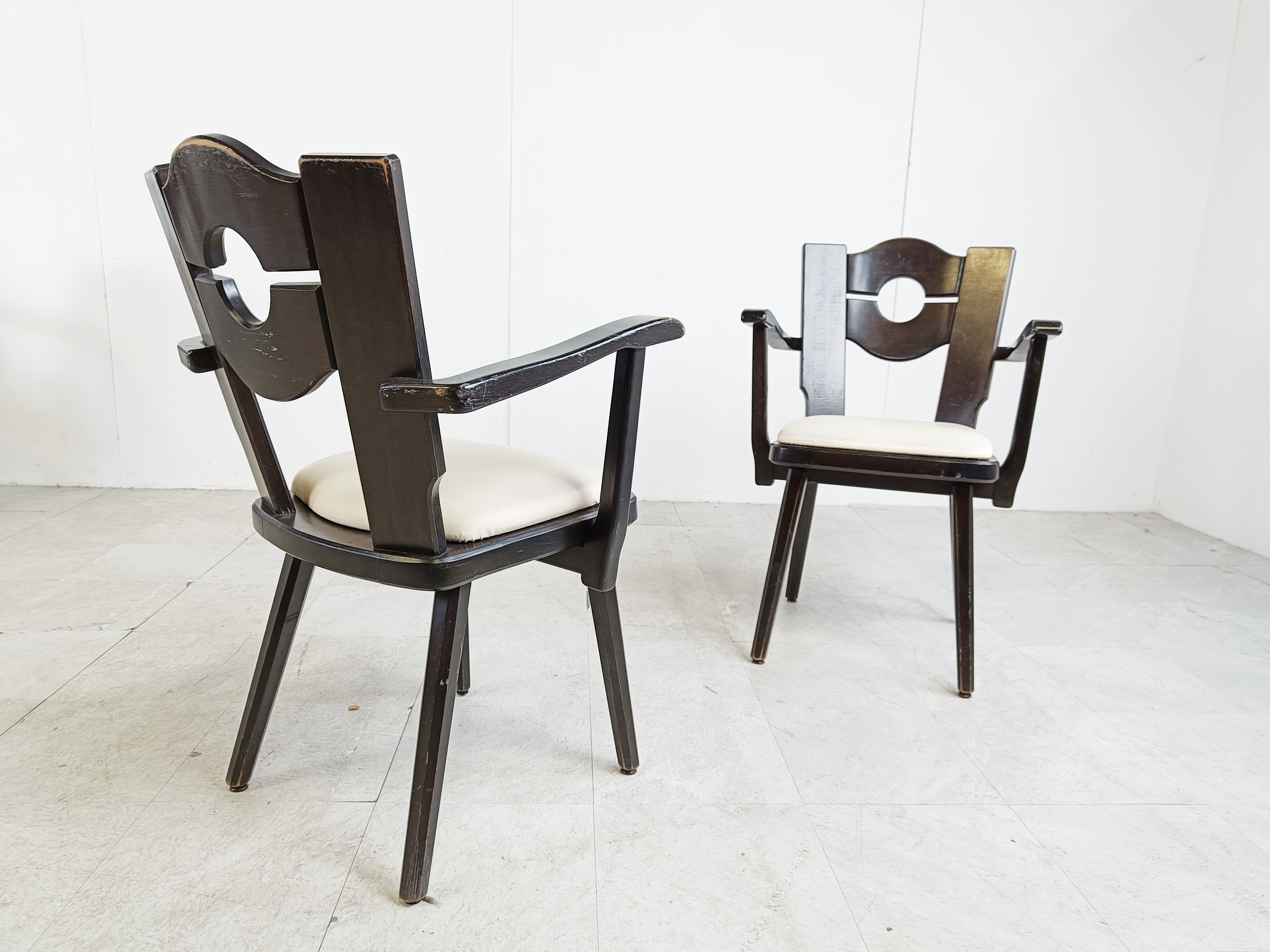 Vintage brutalist dining chairs, set of 8 - 1960s