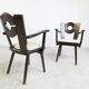 Vintage brutalist dining chairs, set of 8 - 1960s
