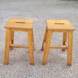 Pair of wooden stools from Gare 1950s