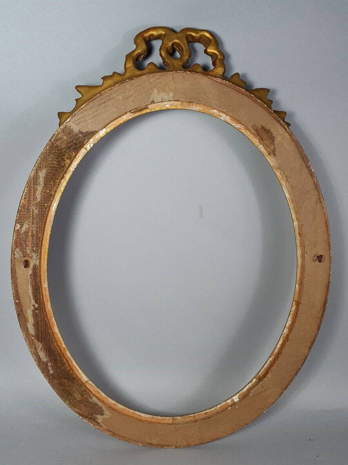 Old oval frame & glass 64x48 rebate 50x40 cm gilded stucco wood gold leaf