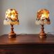 Pair of vintage turned wood lamps