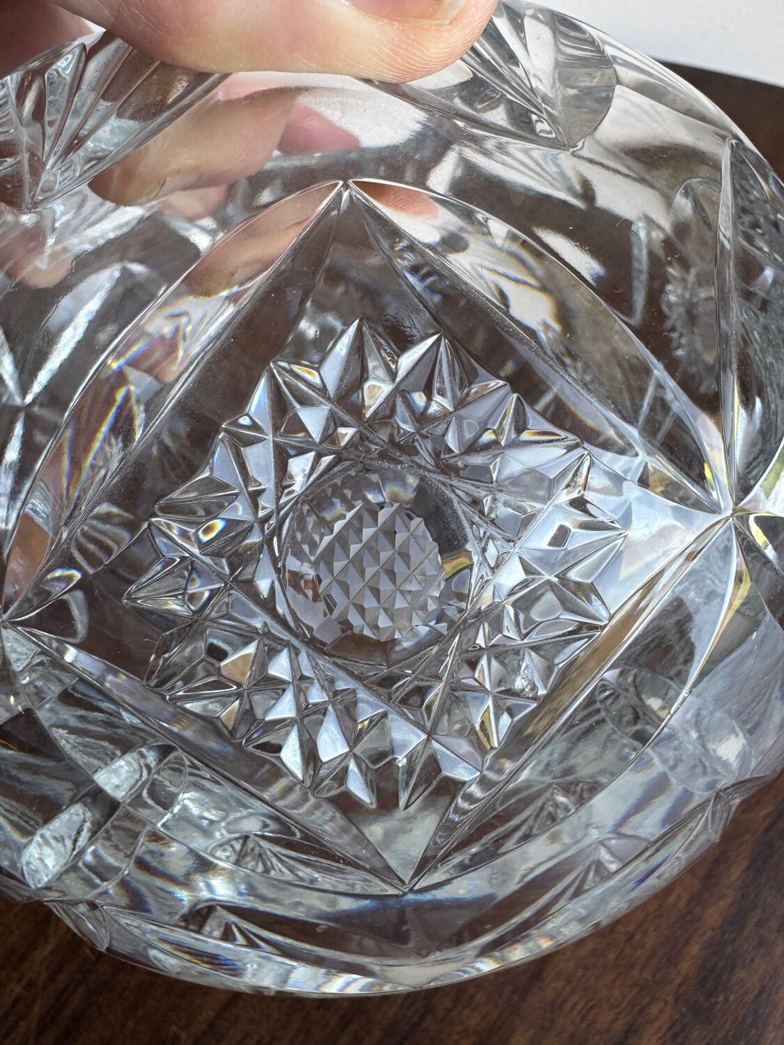 Cut crystal round vase – circa 1950