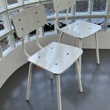 White/grey Formica chairs