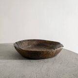 Vintage French Antique Decorative Dark Wooden Bowl in Oak, 1800s