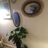 Mirror Scandinavian teak oval 36x57cm