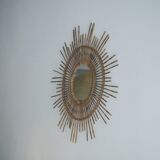 Vintage Sun mirror in wicker, Italy, 1960s