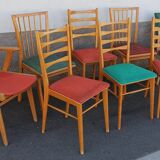 Set of 6 chairs and 2 vintage armchairs