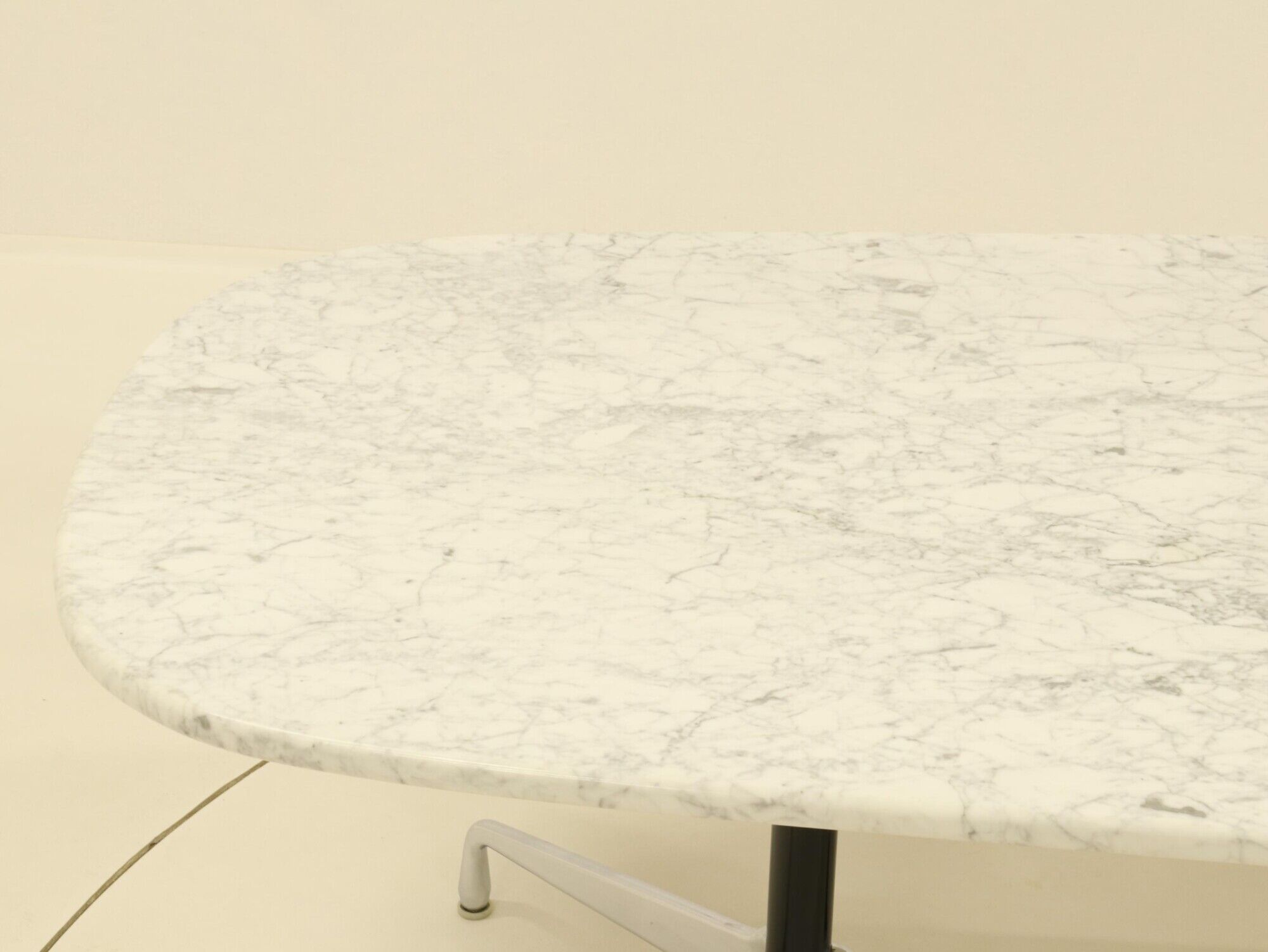 Eames Segmented Oval Dining Table in White Marble & Stainless Steel