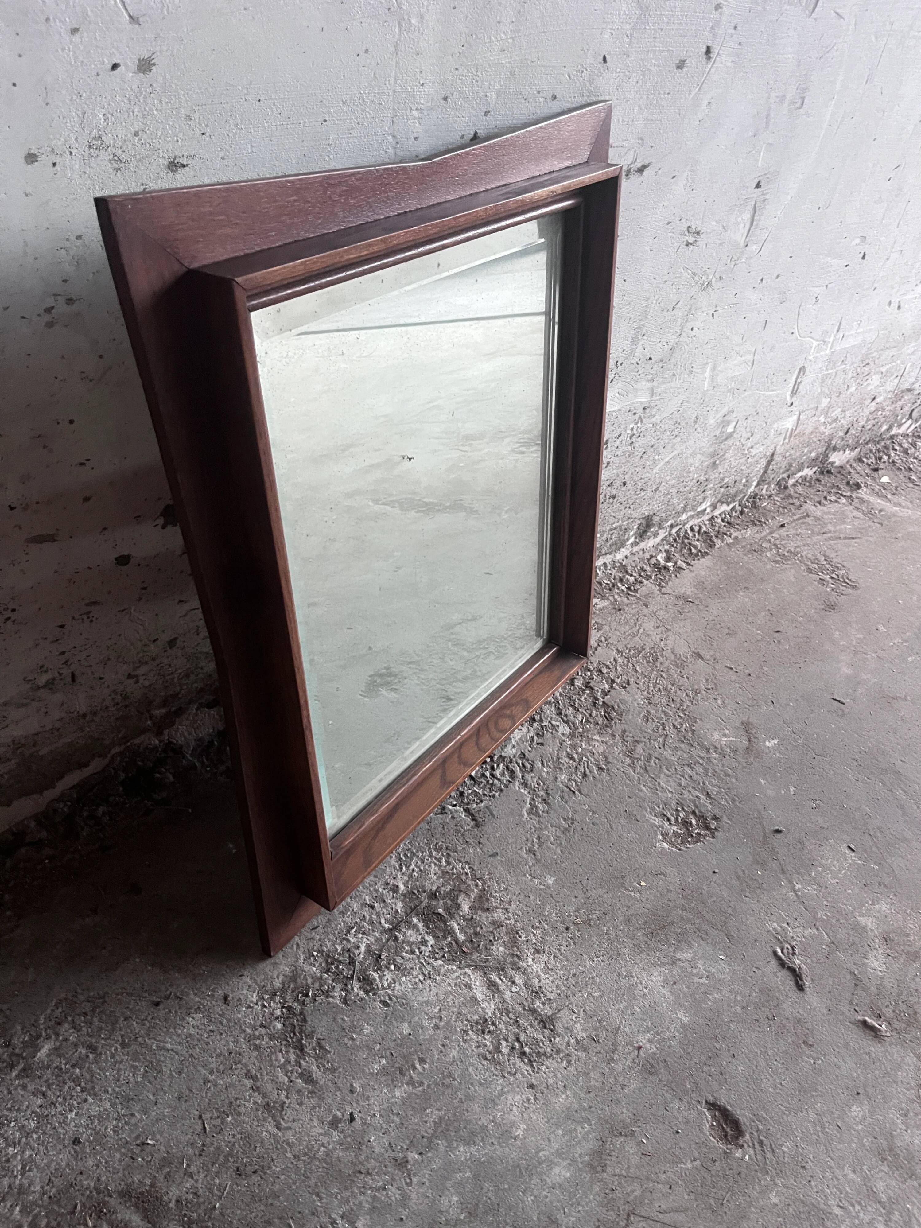 Sculptural wall mirror in wood, 1960s