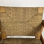 Set of 2 Vintage armchair easy chairs oak & seagrass 60s mid-century