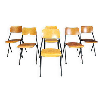 Chaises de salle à manger en contreplaqué post-moderne, années 1970