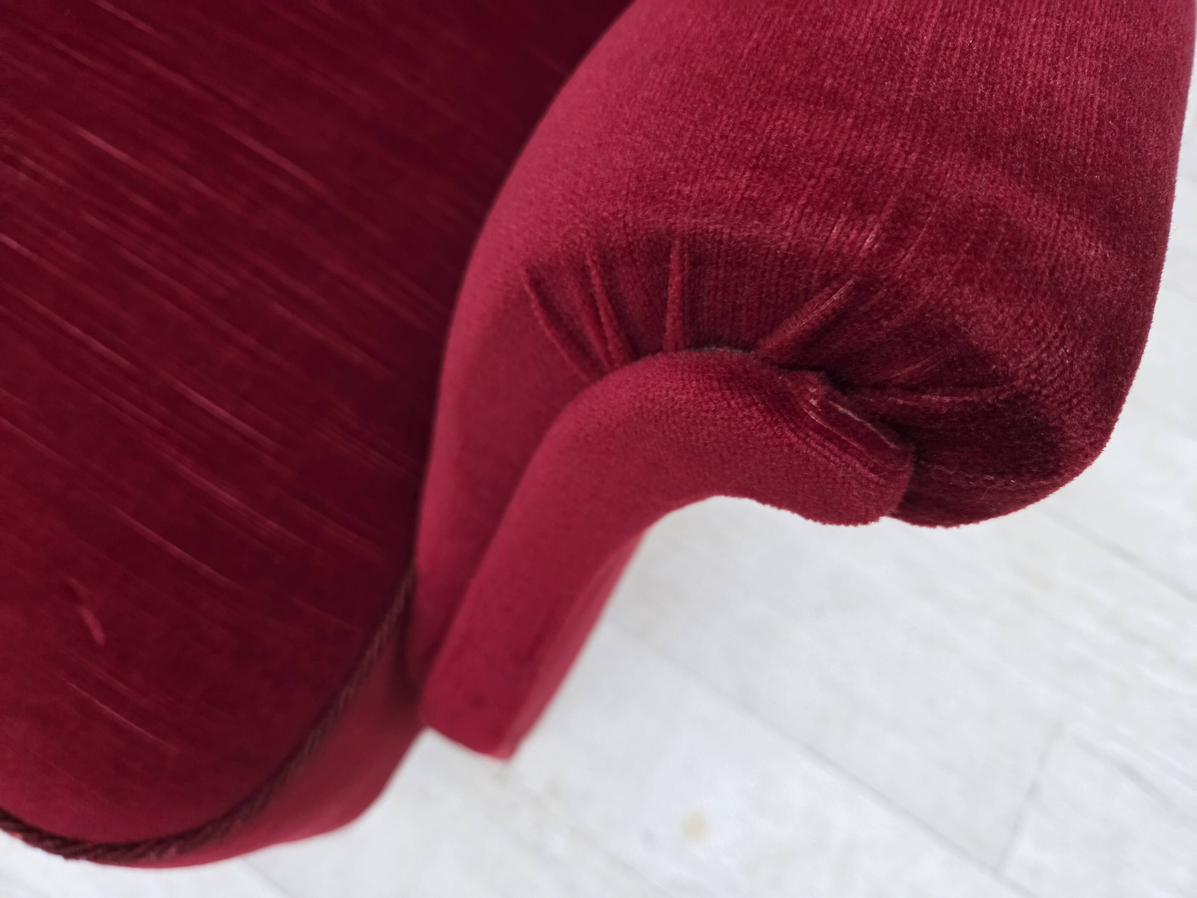 1960s, Swedish 2-seater sofa by Dux Sweden, furniture velour, ash wood.