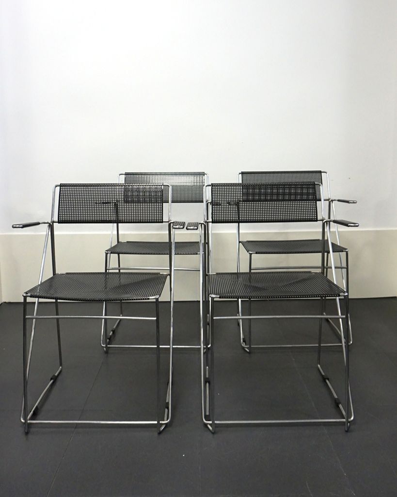 4 X line chairs with armrests designed by Niels Jørgen Haugesen