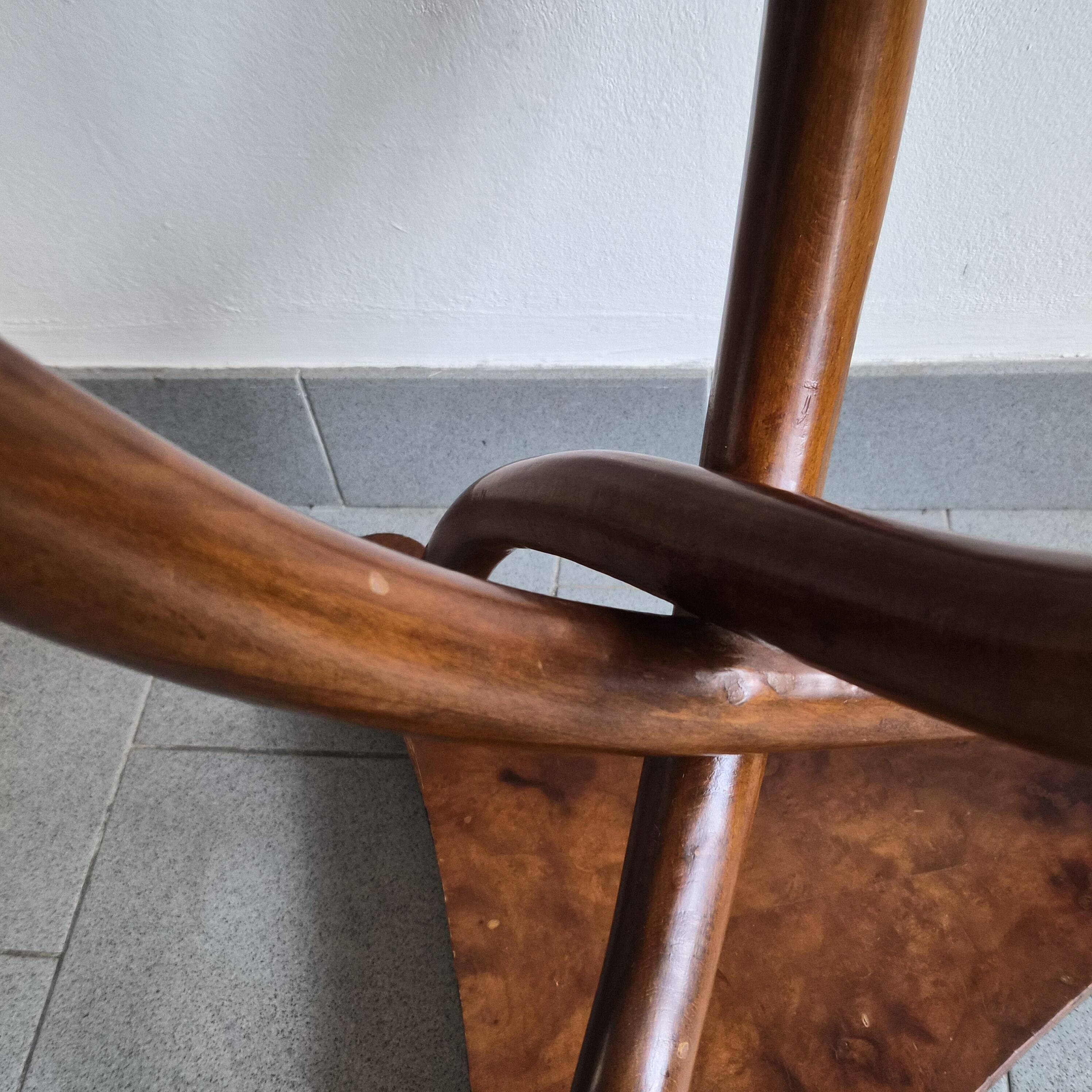 Art Nouveau side table in elm burl