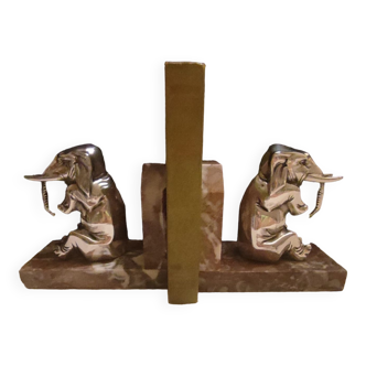 Art Deco elephant bookends in silver regulation