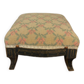 Antique napoleon lll style footrest blackened wood and cross stitch embroidery