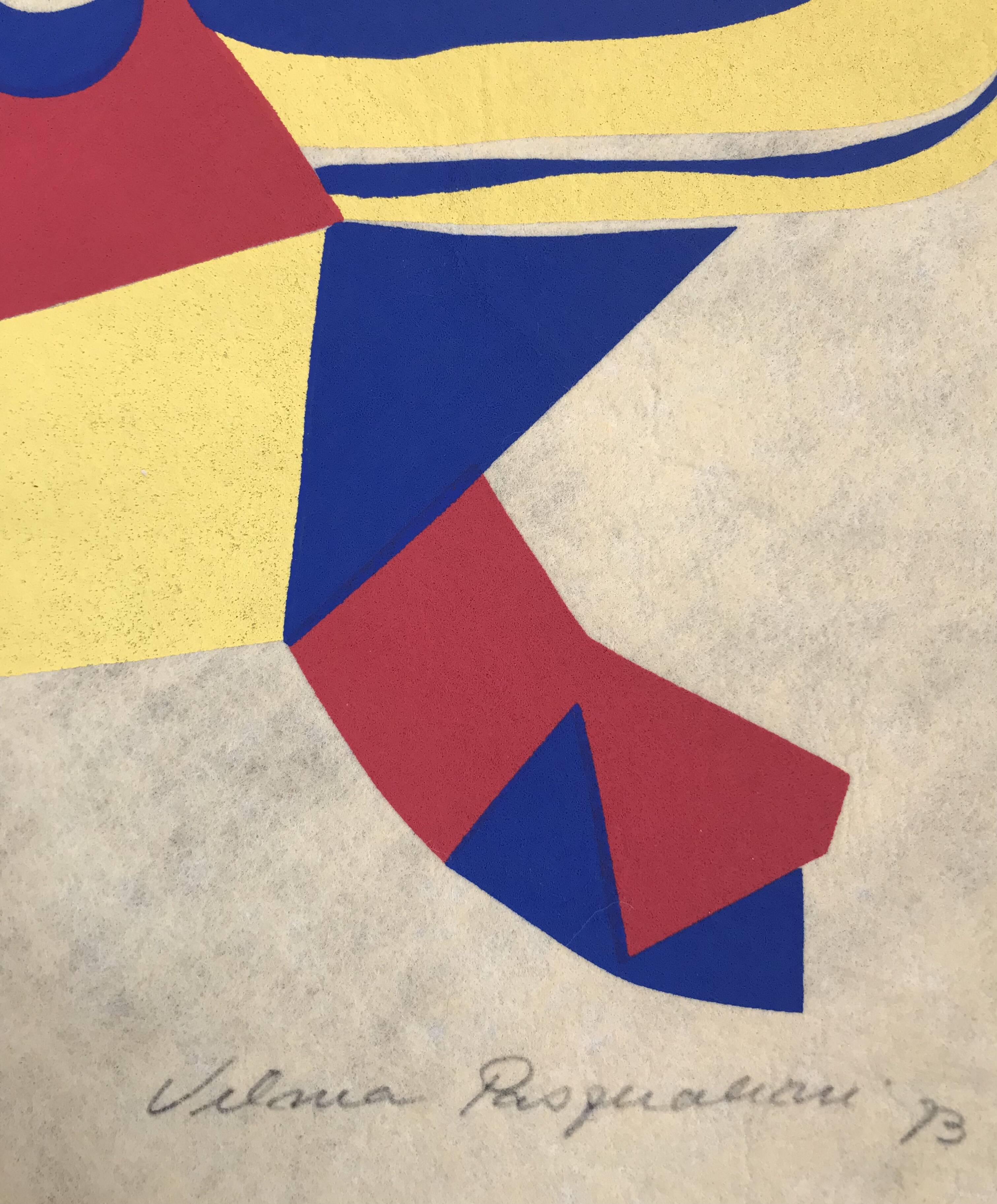 Vilma pasqualini. composition with a hat, 1973. print