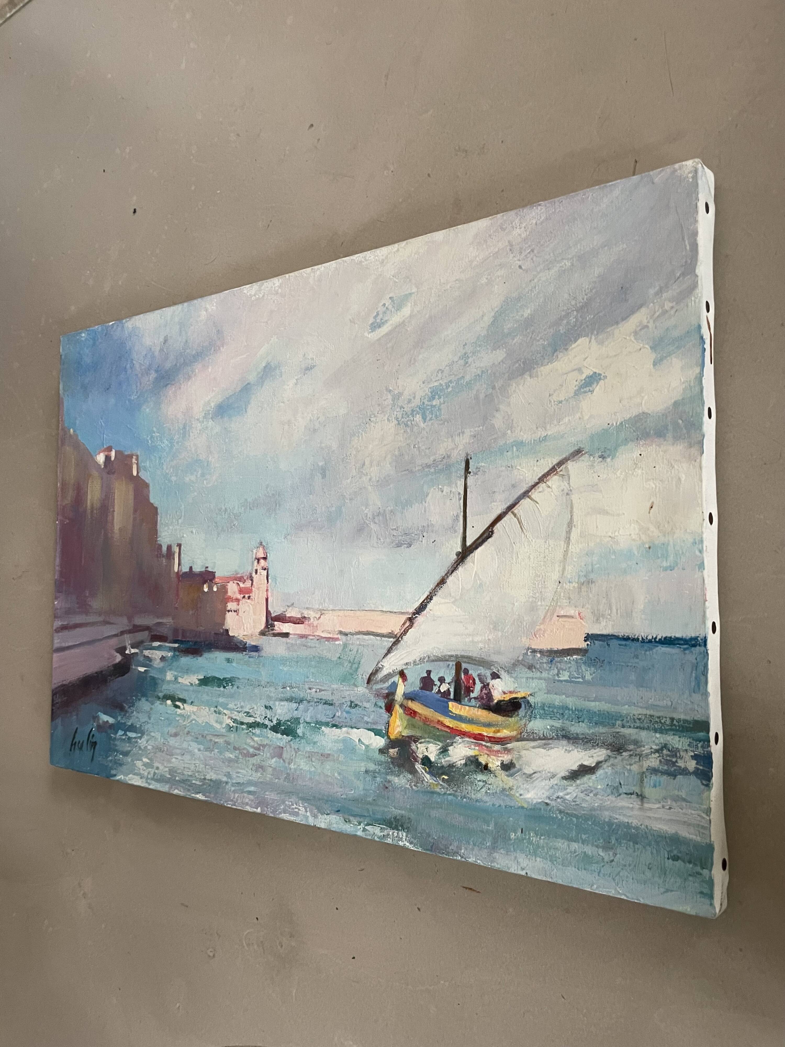 Signed seaside painting
