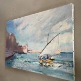 Signed seaside painting