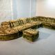 XL Woodstock Style Greenish Velvet Modular Sofa with Ottoman by Laauser 70s