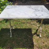White Carrara marble bistro table circa 1900.