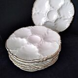 6 White porcelain oyster plates Cérabel Manufacture Belges