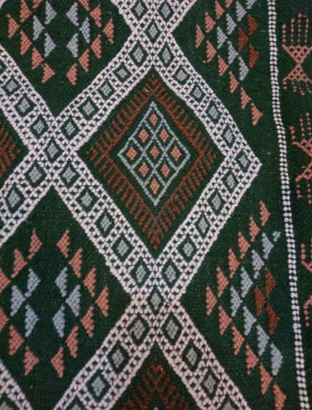 Green kilim rug 93x189cm