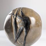 Brutalist double bronze handle door, 1970s
