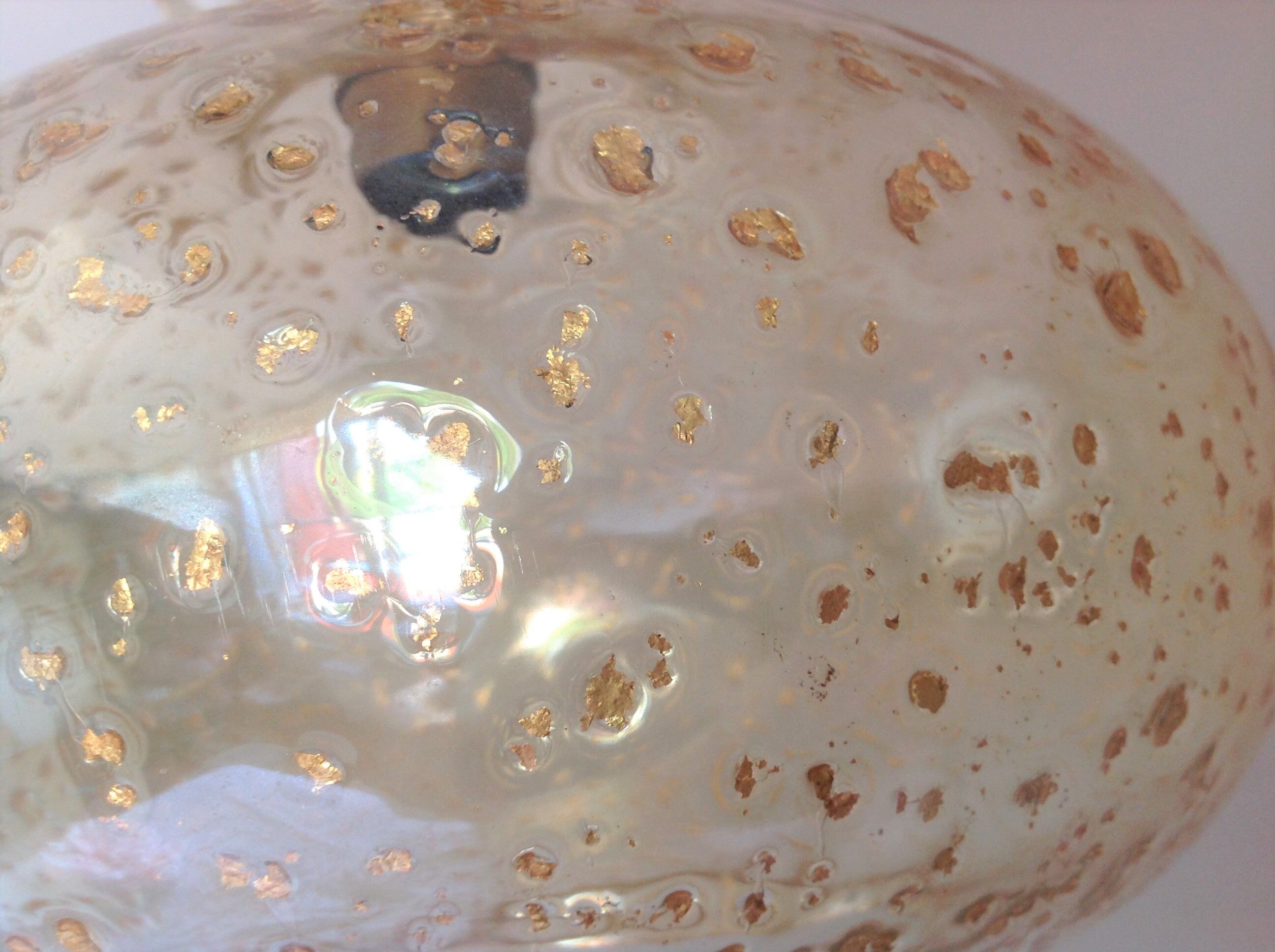 Suspension globe en verre bullé ambré et pailleté /vintage années 60-70