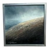 Original Swedish Oil on Panel – “The Surface” by Leif Johansson– Vintage & Framed – 30 × 30 cm (11.8" × 11.8")