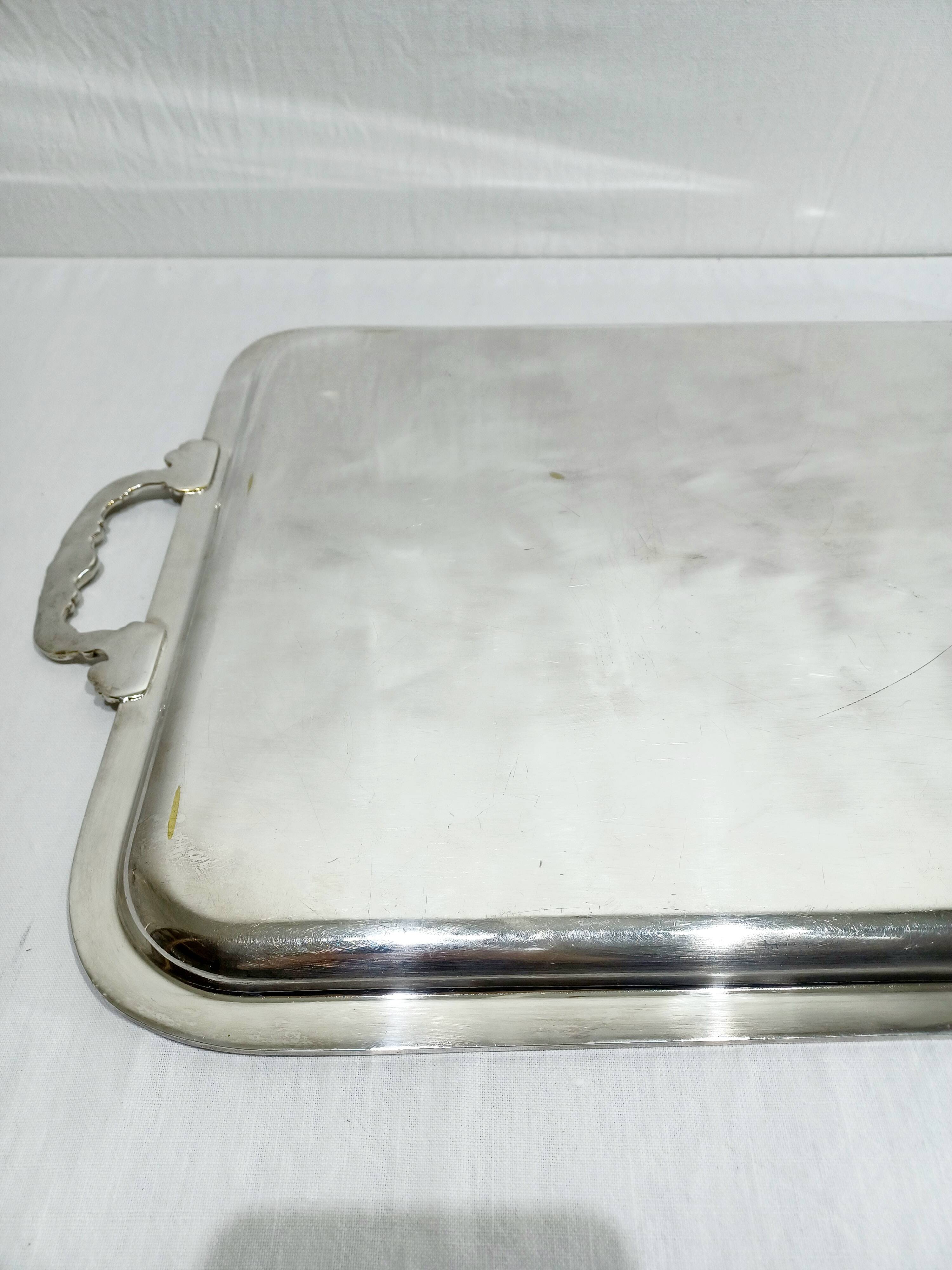 Silver-plated tray with handles
