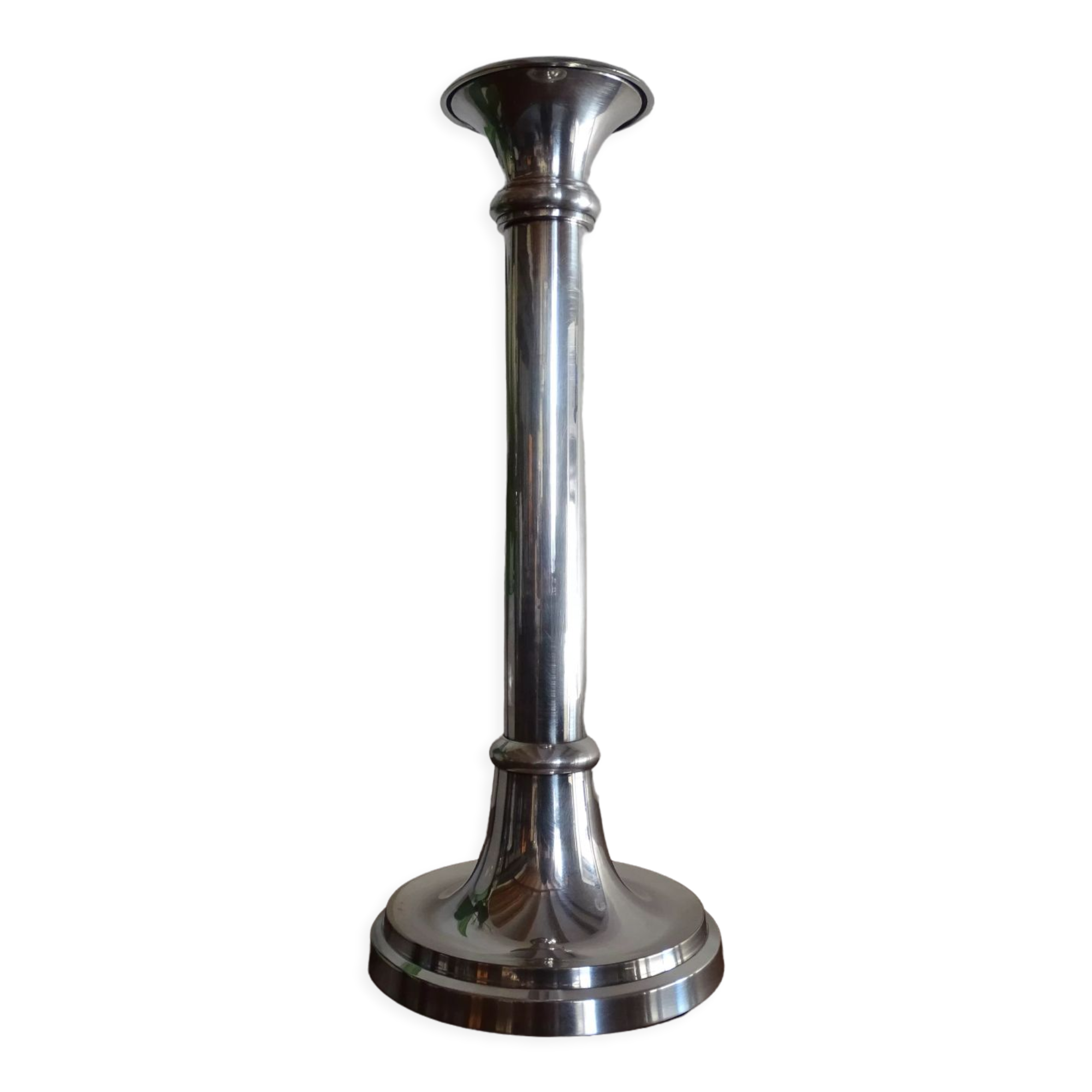 Vintage silver metal candle holder 32.5 cm