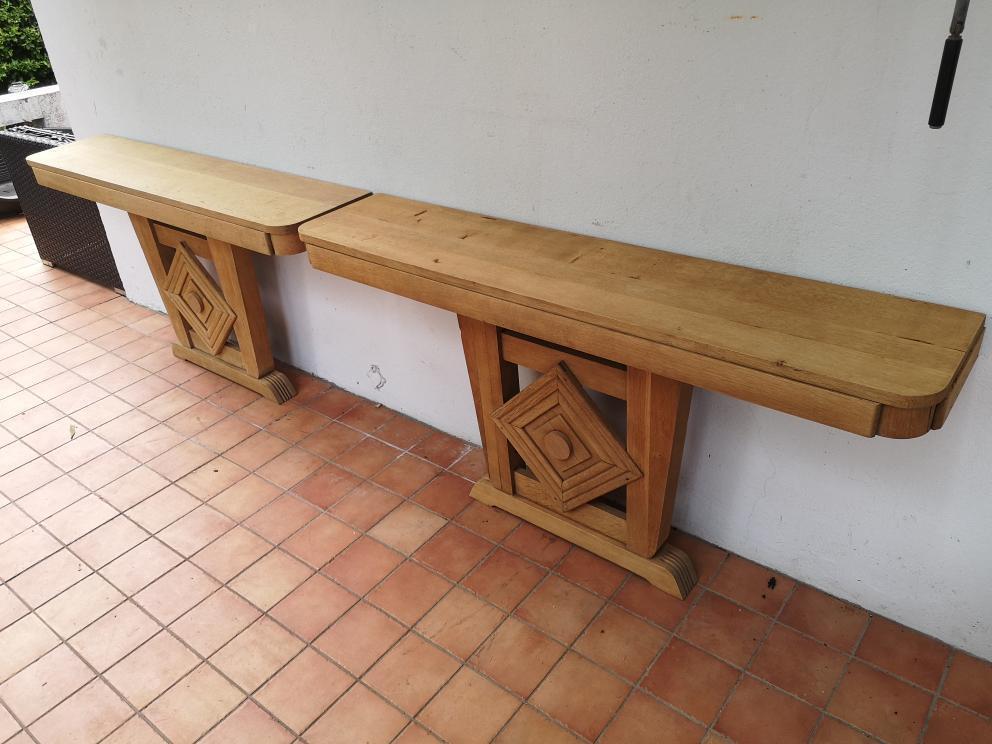 Console in whitened chene style art deco