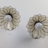 Paire appliques fleurs en nacre