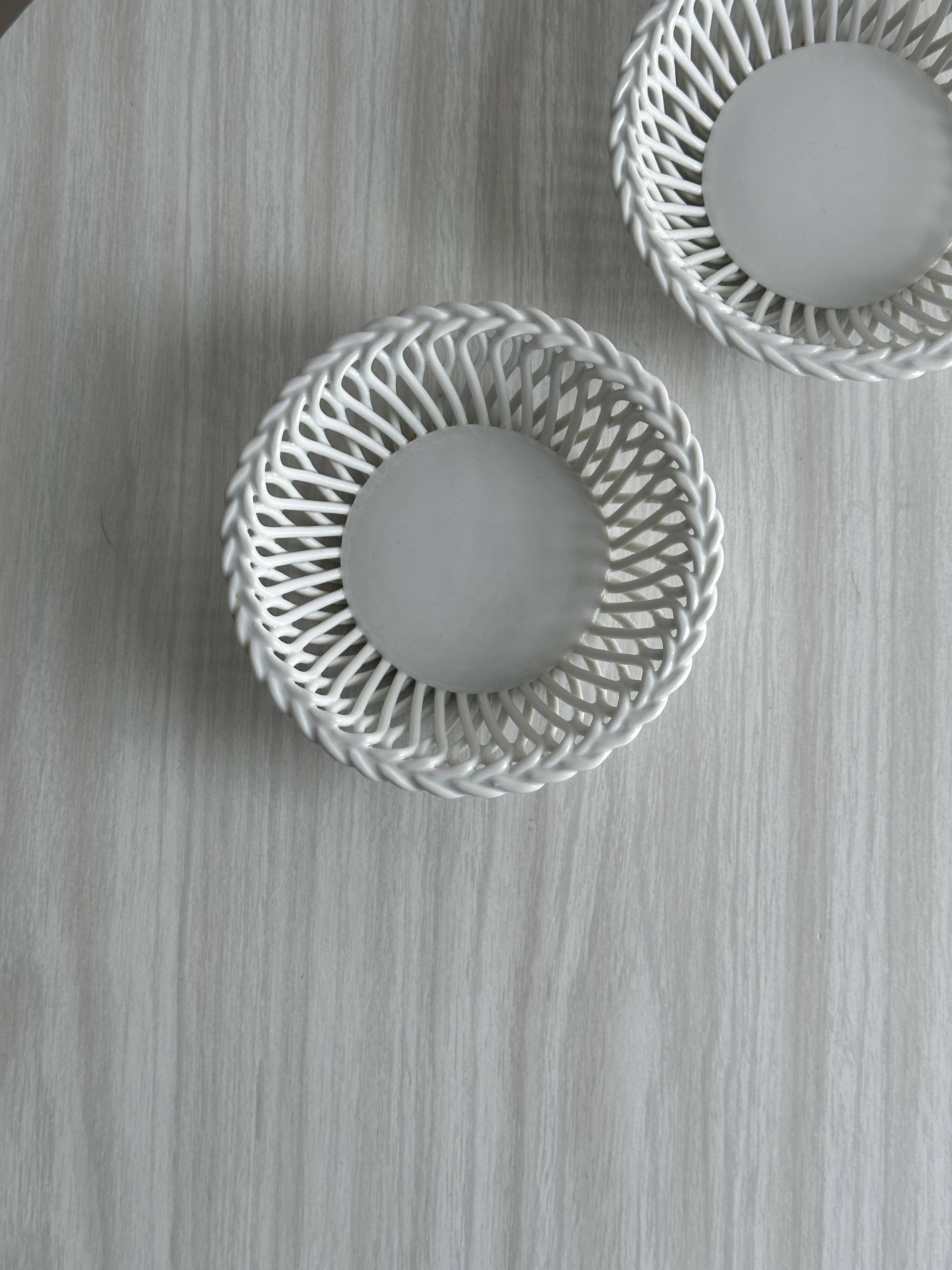 pair of antique twisted porcelain bowls