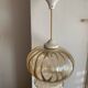 Vintage ribbed amber blown glass pendant - 1970s