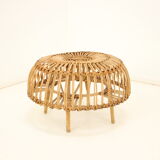 Tabouret en rotin du milieu du siècle, années 1960