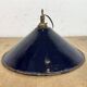 Industrial British Dark Blue Enamel Factory Pendant Lamp, 1950s