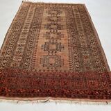 Vintage Afghan Turkoman village Rug 170x112 cm, Red, Black Tribal Medium