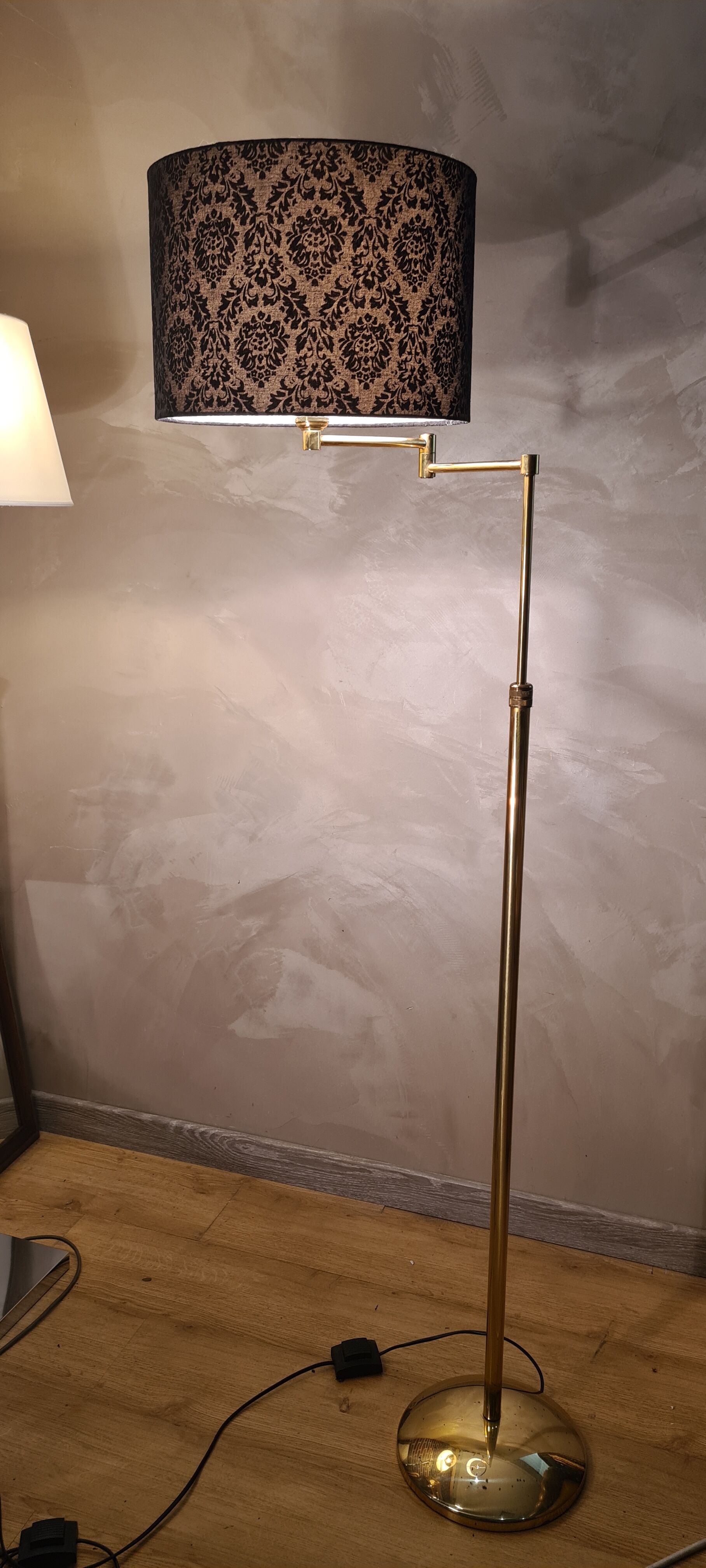 Floor lamp chrome gold e-reader deluxe on stand vintage 1980 adjustable height and tilt