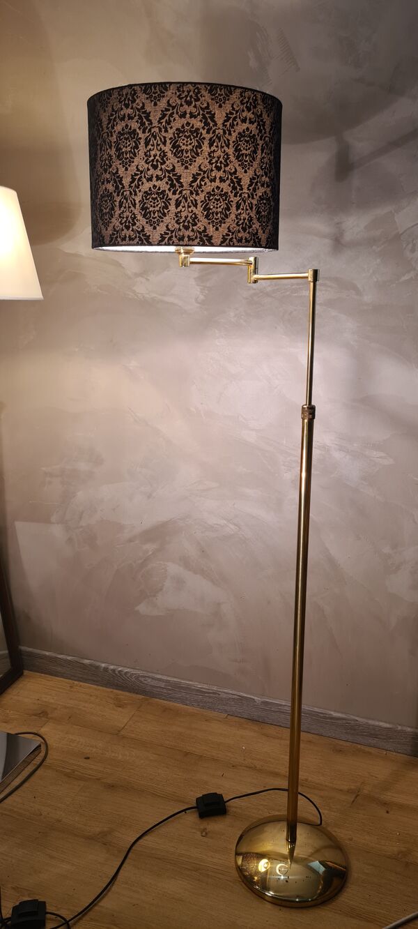 Lampadaire chrome or liseuse deluxe sur pied vintage 1980  reglable   hauteur   et inclinable