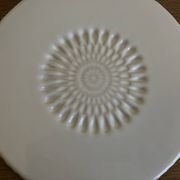 Pierre Motton glazed earthenware scalloped trivet for Gien