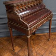 Mahogany cylinder desk nineteenth style Louis XVI red marble